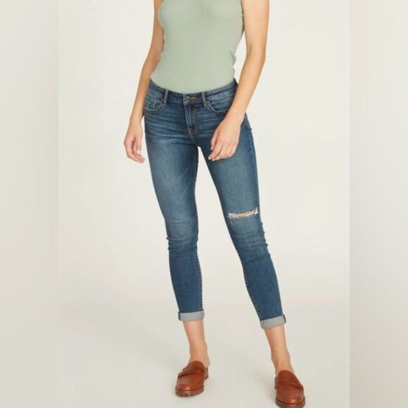 Vigoss Thompson tomboy button up mid rise distressed jeans NWOT size 24 - Picture 1 of 14